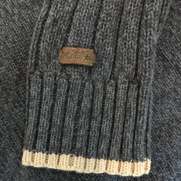 Columbia Men's Heavy Duty Knit V neck Sweater Fall Gray cable knit Size Medium - Picture 8 of 16